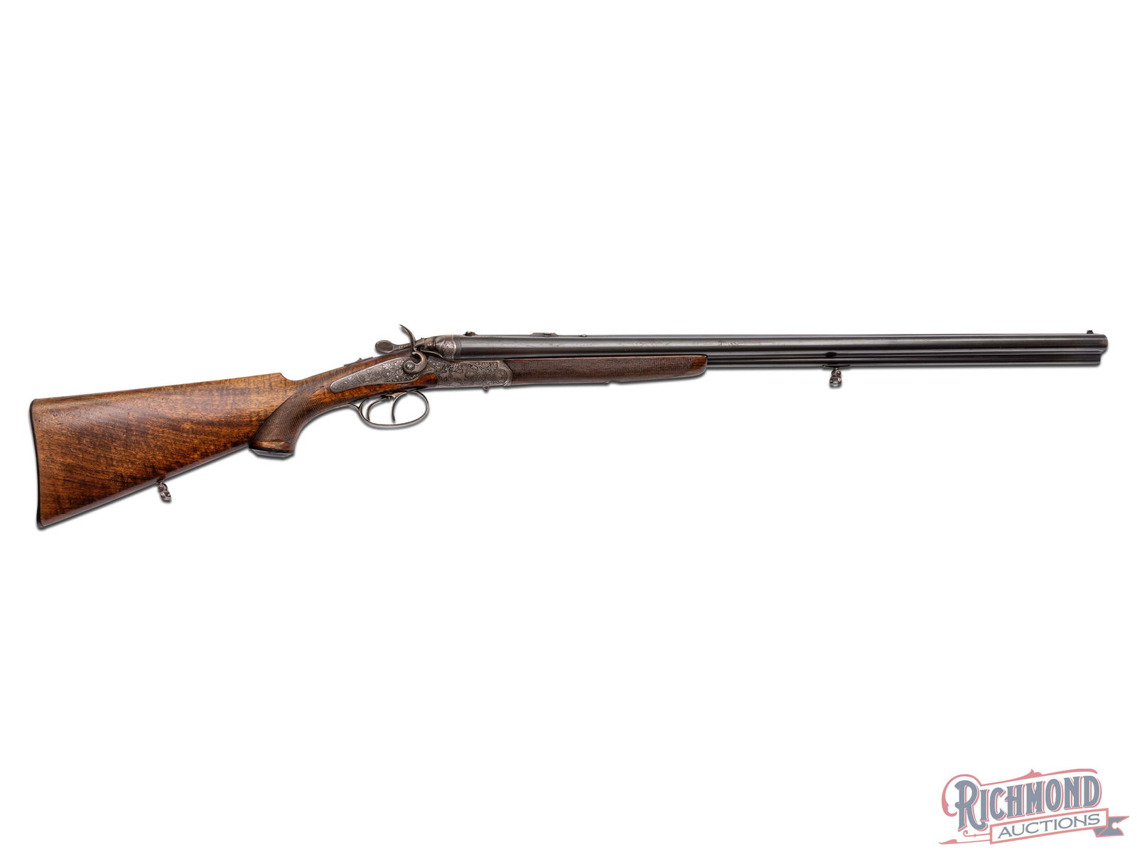 Austrian Drilling with Rucksess Linz Marking 16 GA & 8x57JR: Made in Linz, Austria by an unknown gunsmith in 1930. Barrel has part of a name "-Rucksess-Linz UrFahr" covered by period European style scope mount. Gun has blued 26-3/4" Bohler steel barrels with 16