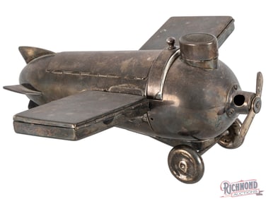 Sterling Silver German Made Cigarette and Cigar Dispenser in Shape of Airplane