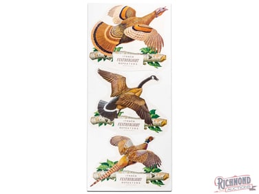 1956 Ithaca Featherlight Repeaters Die Cut Advertising Sample Poster w/ Turkey, Goose & Pheasant
