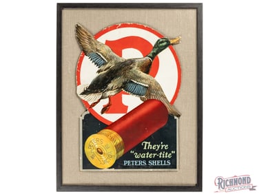 Peters Shotgun Shells "They're Water-Tite" Die Cut Cardboard Advertising Display