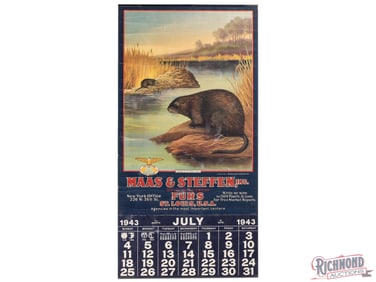 1943 Maas & Steffen Furs Advertising Calendar "Treasure of the Marsh Lands"