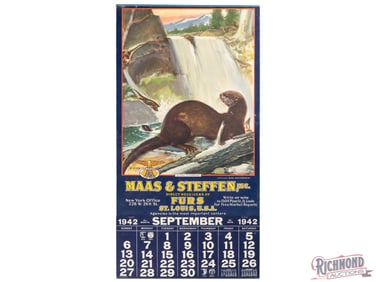 1942 Maas & Steffen Furs Advertising Calendar "Otter's Playground"