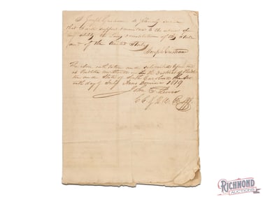 South Carolina 1819 Military Commission for Colonel