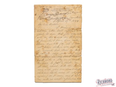 1864 Civil War Letter "Ten Thousand Negro Soldiers and 3 Companies of Indians"