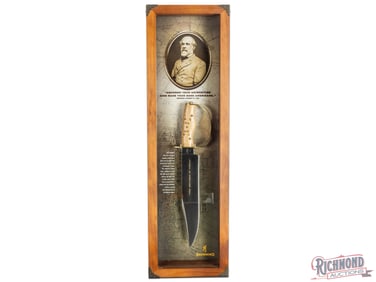 Framed Browning Collector Bowie Knife General Robert E Lee with Arlington Wood Handle