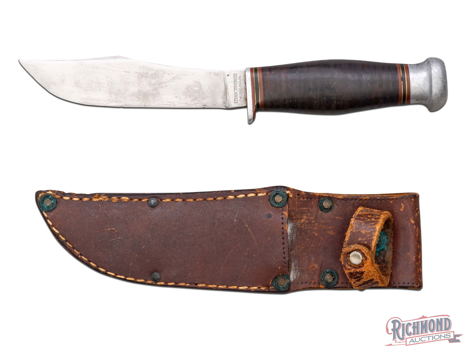 Case or Marble's Made EDW Tryon Philadelphia Fixed Blade Knife & Three Early 1900 Dealer Catalogs: Early 1900's fixed blade knife manufactured by Case or Marble's for the EDW Tryon Co. Both manufactures produced knives for the EDW. Tryon Company in Philadelphia, PA. This company was a prominent spo