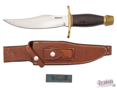 Randall Made Model 12 Bear Bowie 8" Knife with Exotic Wood Handle & Leather Sheath