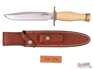 Randall Made Model 1 All Purpose Fighting 7" Knife with Bone Handle & Leather Sheath