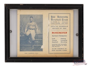 Rare 1922 Official Schedule Yale University Baseball Team Winchester Sportsmen's Sponsored