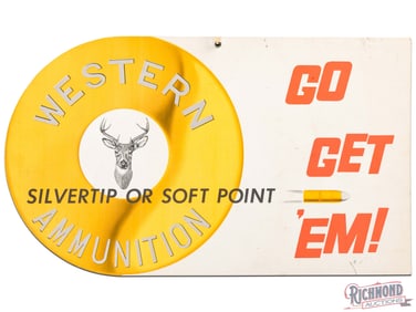 Winchester Western Ammunition Silvertip Soft Point Shot Shell "Go Get 'Em!" Advertising Display Sign