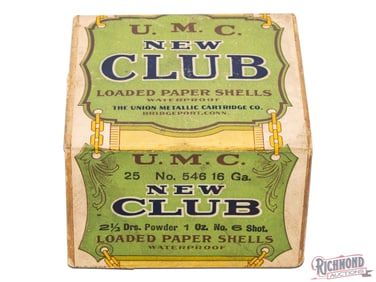 Sealed Factory Full 25 Round UMC 16 Gauge New Club Two Piece Shotgun Shell Box