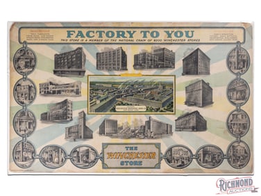 1927 The Winchester Store Cardboard Advertising Display Sign w/ Factory