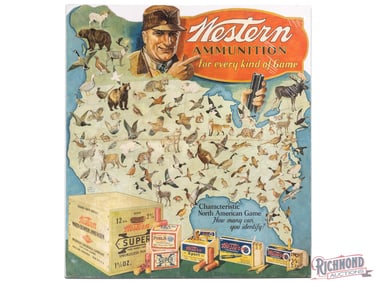 Western Ammunition "For Every Kind of Game" Die Cut Advertising Display Sign