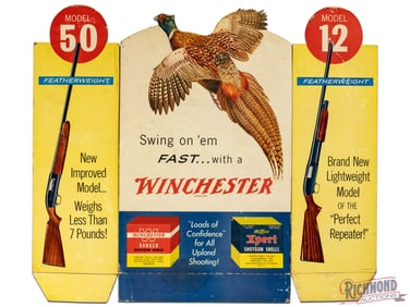 Winchester "Swing on em' Fast" Die Cut Advertising Display Sign