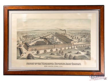 Armory of The Winchester Repeating Arms Company Factory Advertising Lithograph Framed