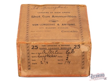 Von Lengerke & Antoine Hand Loaded Shotgun Shells 10 Ga Two Piece Box