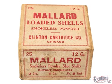 Mallard Loaded Shells Smokeless Powder Clinton Cartridge Co Sold By Sears 12 Ga Two Piece Box
