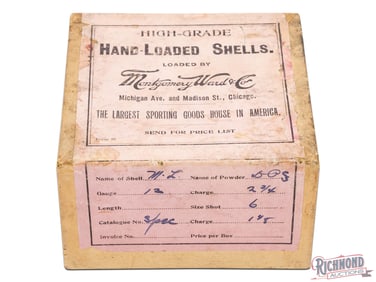 Montgomery Ward & Co High Grade Hand Loaded Shells 12 Ga Two Piece Box