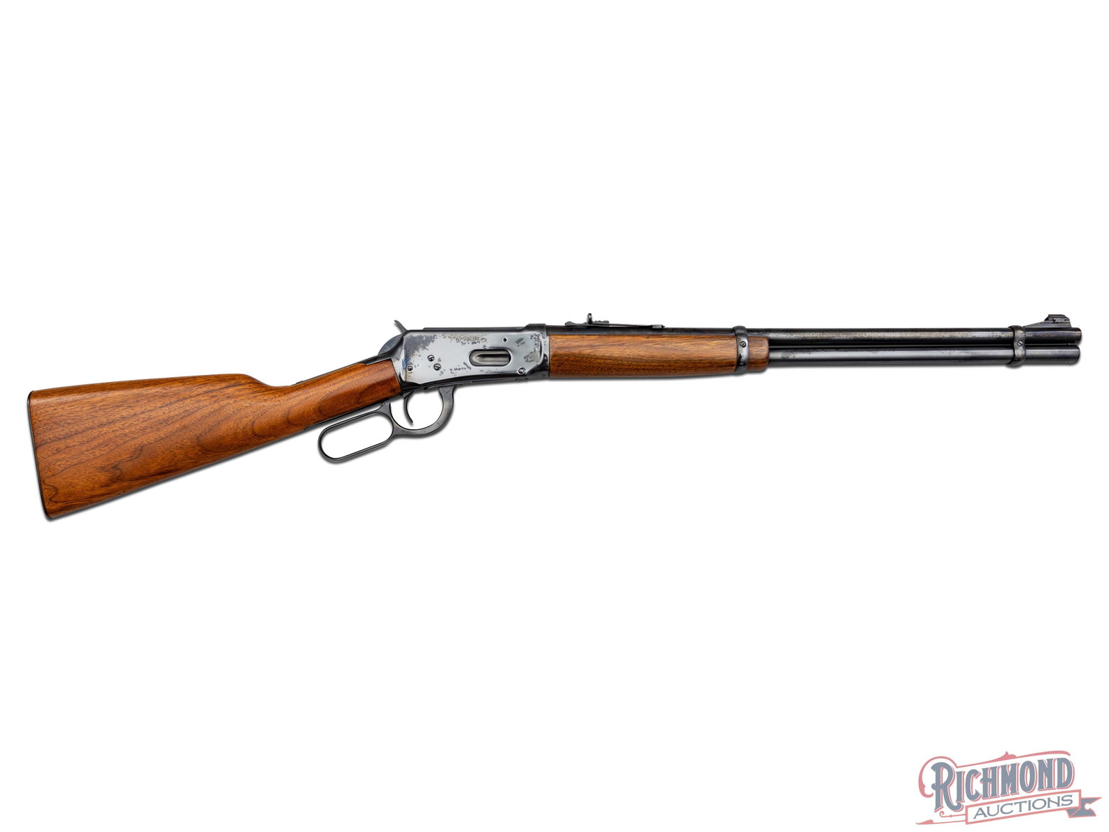 Pre-64 Winchester Model 94 .32 WS Lever Action Carbine Rifle: Manufactured by Winchester in 1953. Features a 20" Winchester proof steel round blued barrel. Rear adjustable semi buckhorn sight and ramped front blade. Full barrel length magazine tube with side loa