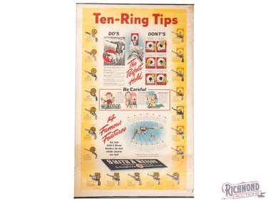 1944 Smith & Wesson "Ten-Ring Tips" Revolvers Advertising Display Poster