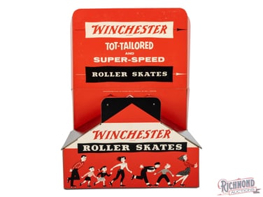New Old Stock 1956 Winchester Tot Tailored Roller Skate Cardboard Retail Display in Original Box