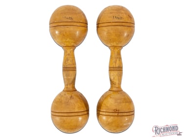 1920's Winchester Exercise Wooden Dumbbell Set 1-1/2 lb. Each