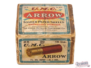 Union Metallic Cartridge Co Arrow Loaded Paper Shells w/ Arrows On The Edges 16 Ga Two Piece Box