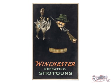 Winchester Repeating Shotguns Cardboard Advertising Poster Sign w/ Hunter
