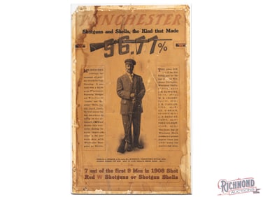 1908 Winchester Shotguns and Shells w/ Charles C. Spencer Target Winner Advertising Display Sign