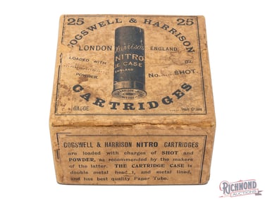 Factory Full 25 Round Cogswell and Harrison Company 20 Gauge Two Piece Shotgun Shell Box