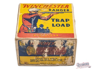 Empty 25 Round Winchester Repeating Arms Company 12 GA Ranger Trap Load One Piece Shotgun Shell Box