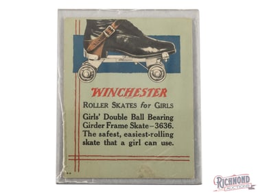 1920's Winchester Two-Sided Retail Counter Sign Stainless Cutlery and Roller Skates