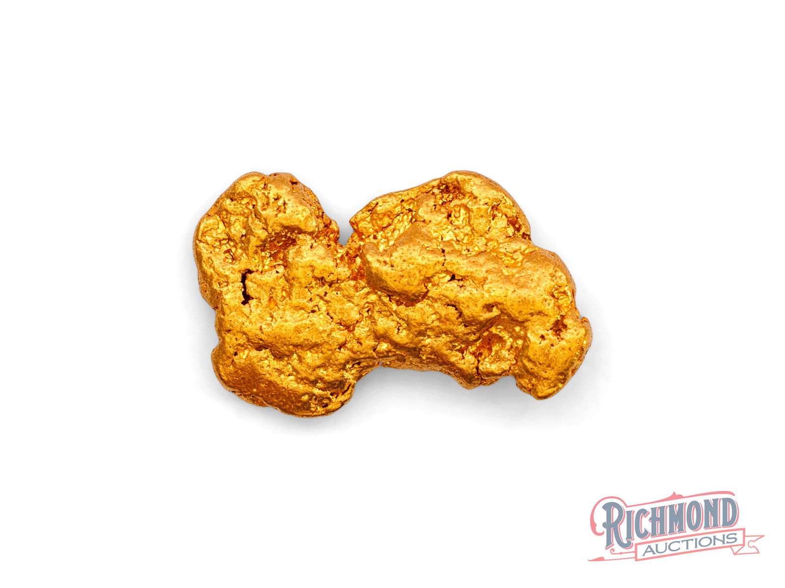 3.5g Natural Gold Nugget: Found decades ago in remote Western Australia, this nugget has been stored in a vault since the 1980s. Its rounded, polished appearance tells the story of a nugget that moved freely through a watercou