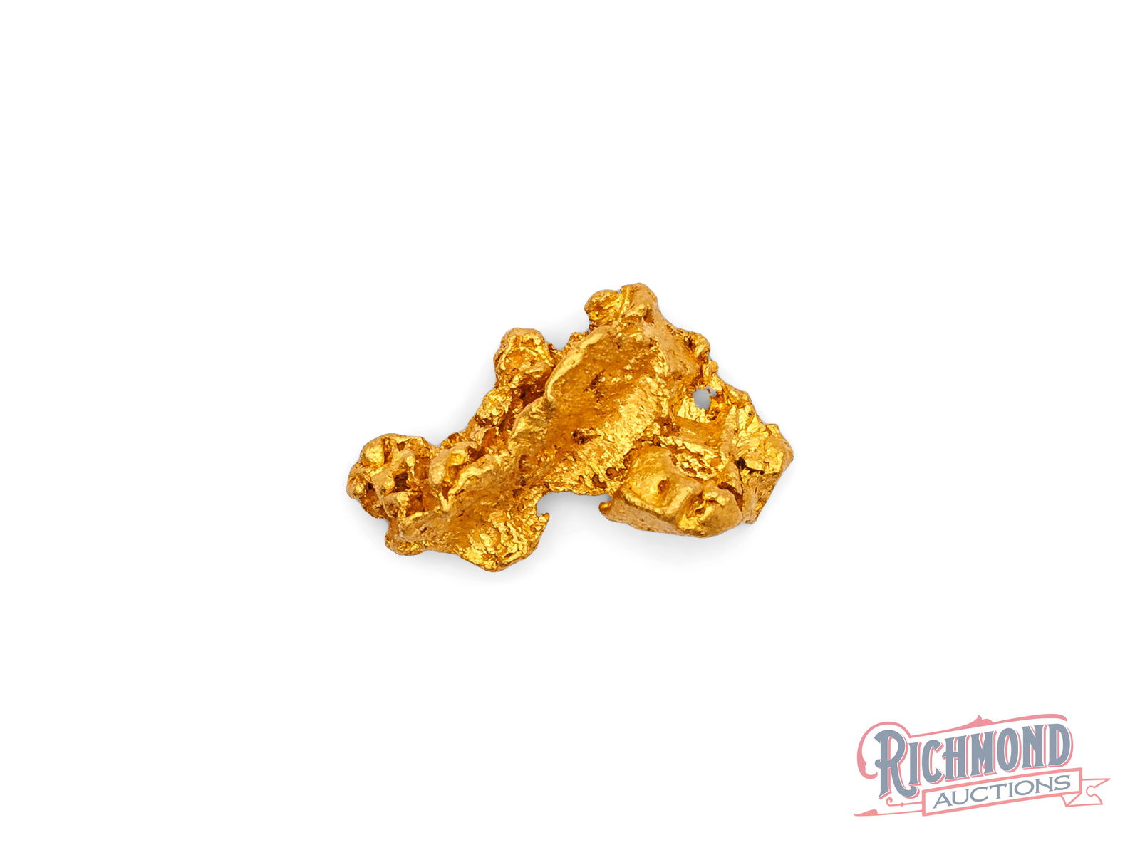 2.1g Natural Gold Nugget w/ Slight Inverted Crystal Structures: Subtle inverted crystal features give it exceptional character, setting it apart from typical nuggets. Inverted crystal gold nuggets are rare natural formations where gold crystals grow inward into a