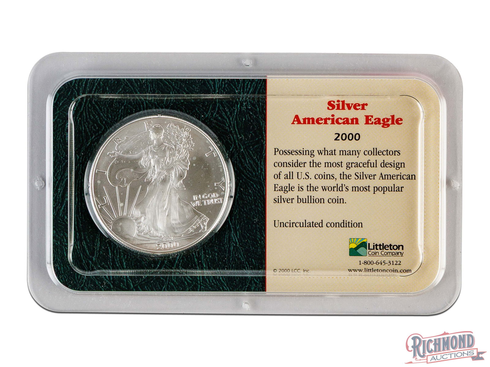 2000 1 Ounce American Silver Eagle in Uncirculated Condition (1 of 2)