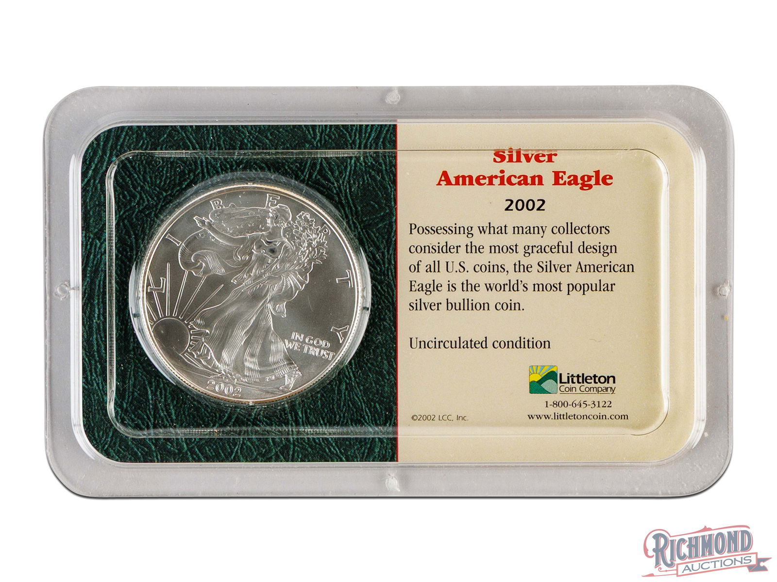2002 1 Ounce American Silver Eagle in Uncirculated Condition (1 of 2)