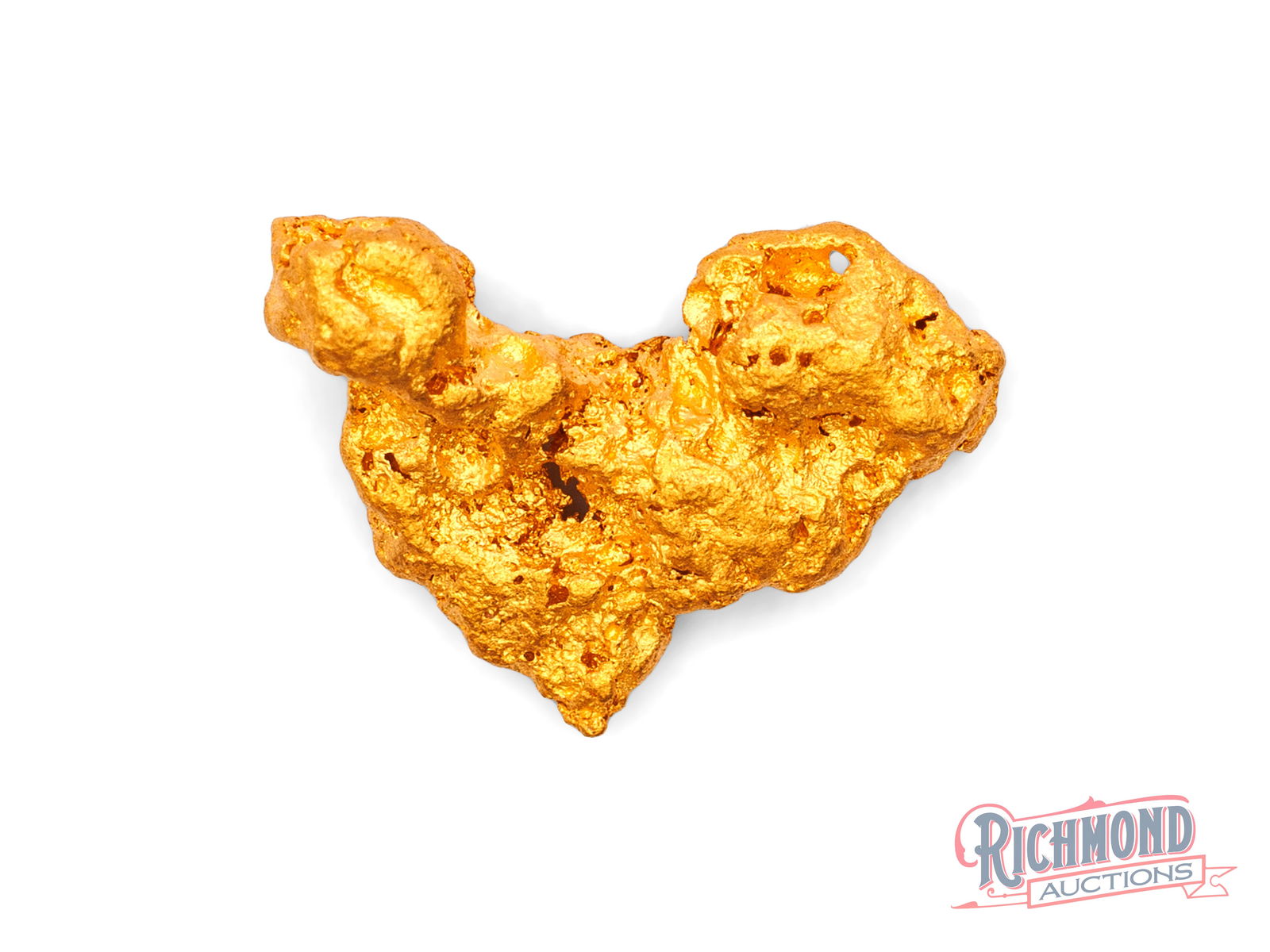 3.7g Natural Gold Nugget: This naturally formed Kalgoorlie nugget was discovered by a small-scale prospector in a rich alluvial zone just under the surface. Its smooth contours and strong gold color are hallmarks of