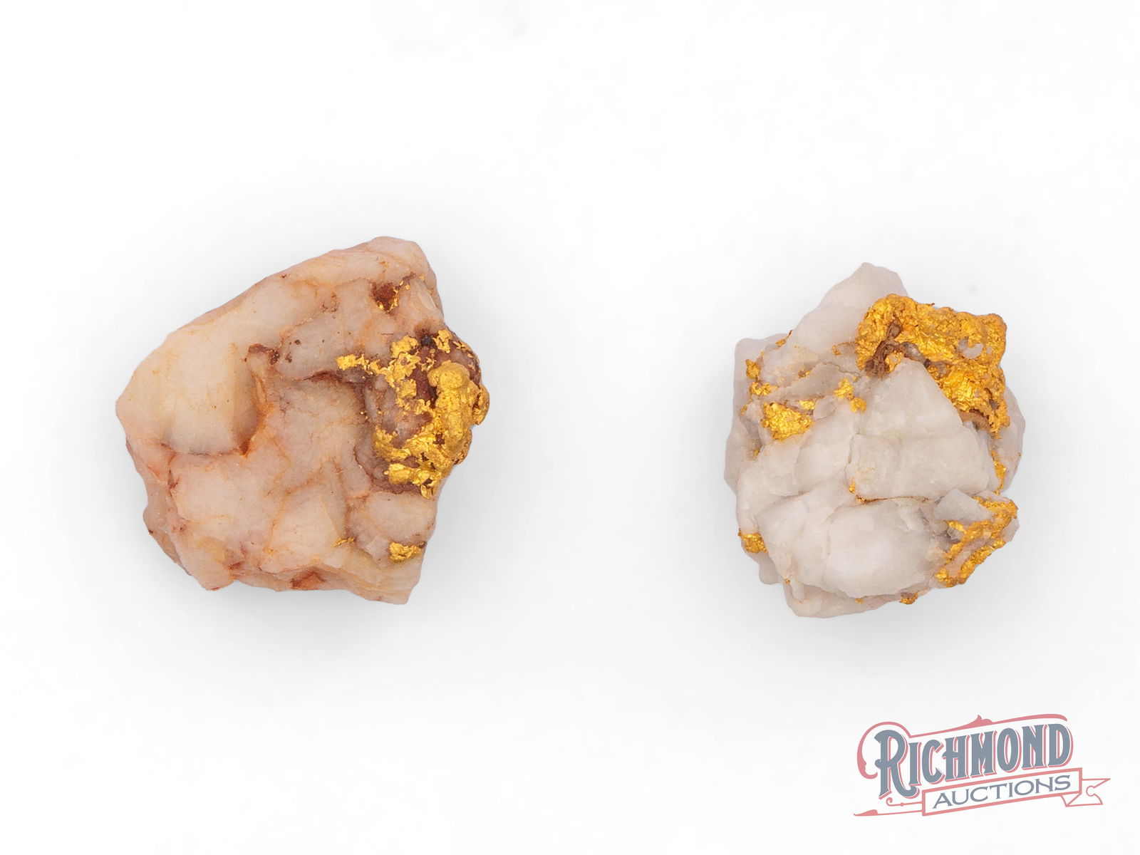5g Pair of Gold and Quartz Specimen: This matched pair of gold and quartz specimens comes from the historic goldfields of Leonora, an area renowned for producing distinctive, high-grade quartz gold. Together, the two specimens contain a