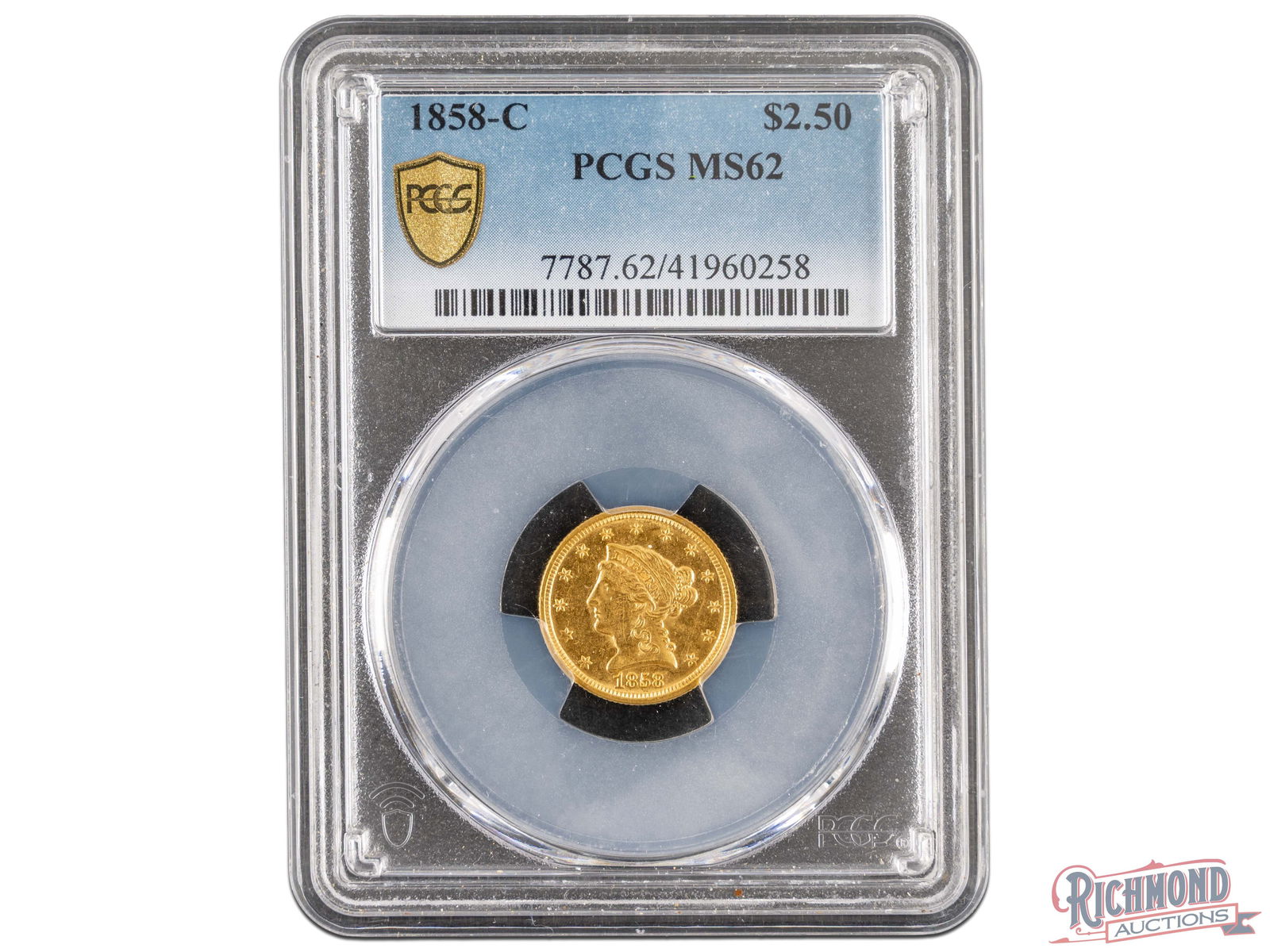 Desirable Charlotte Mint Quarter Eagle Liberty From 1858, Graded MS-62 (1 of 2)