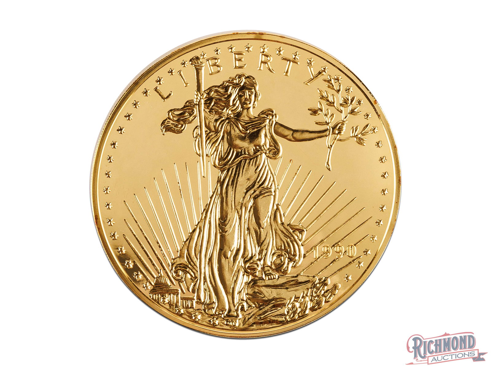 Washington Mint Gold Plated Golden Eagle 1/2 Pound Silver Round (1 of 2)