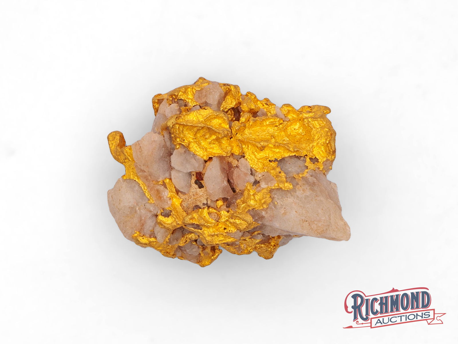 21g Gold Nugget and Quartz Specimen: This exceptional gold and quartz specimen has a total weight of 30 grams, with an estimated 21 grams of gold, beautifully contrasted against a crisp white quartz matrix. The bright, clean quartz provi