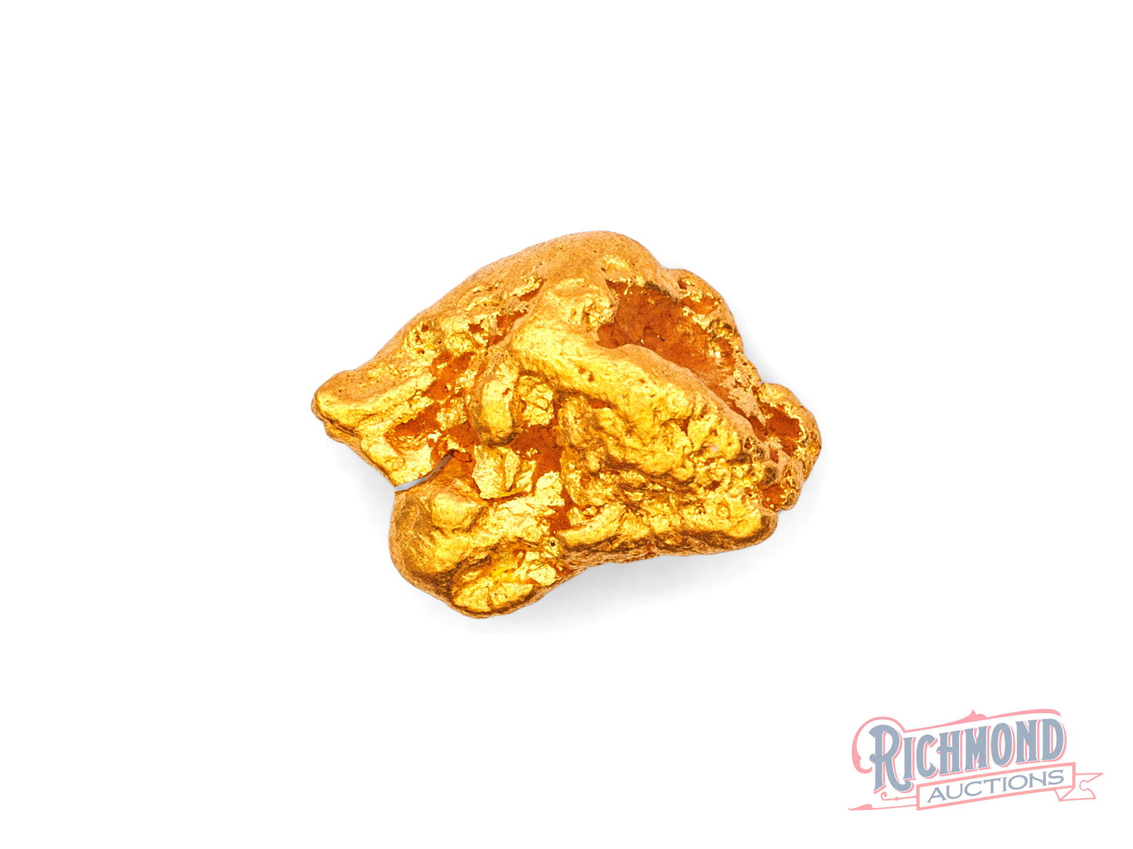 4g Natural Gold Nugget: This nugget was found decades ago and locked away ever since. Its smooth, worn surface reveals a long journey through flowing water. PURITY: 22k.