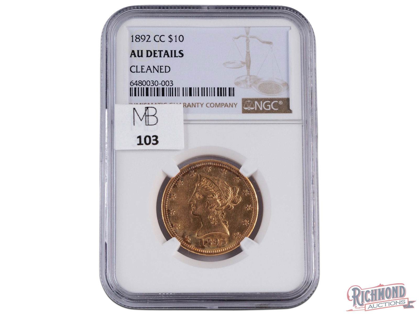 Carson City Branch Mint 1892 Liberty Head Eagle Graded by NGC: Carson City mint gold coinage is among the most desirable a collector can chase. This 1892-CC $10 Liberty Head Eagle is a very pleasing example. We will note that the 1892-CC is known for its reverse
