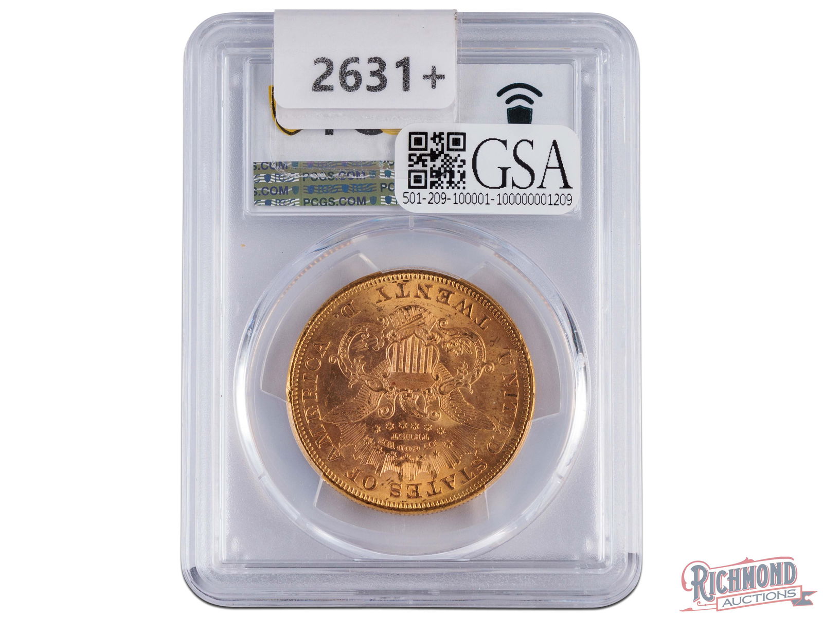1875 $20 Liberty Head Double Eagle, PCGS MS-62 - 2