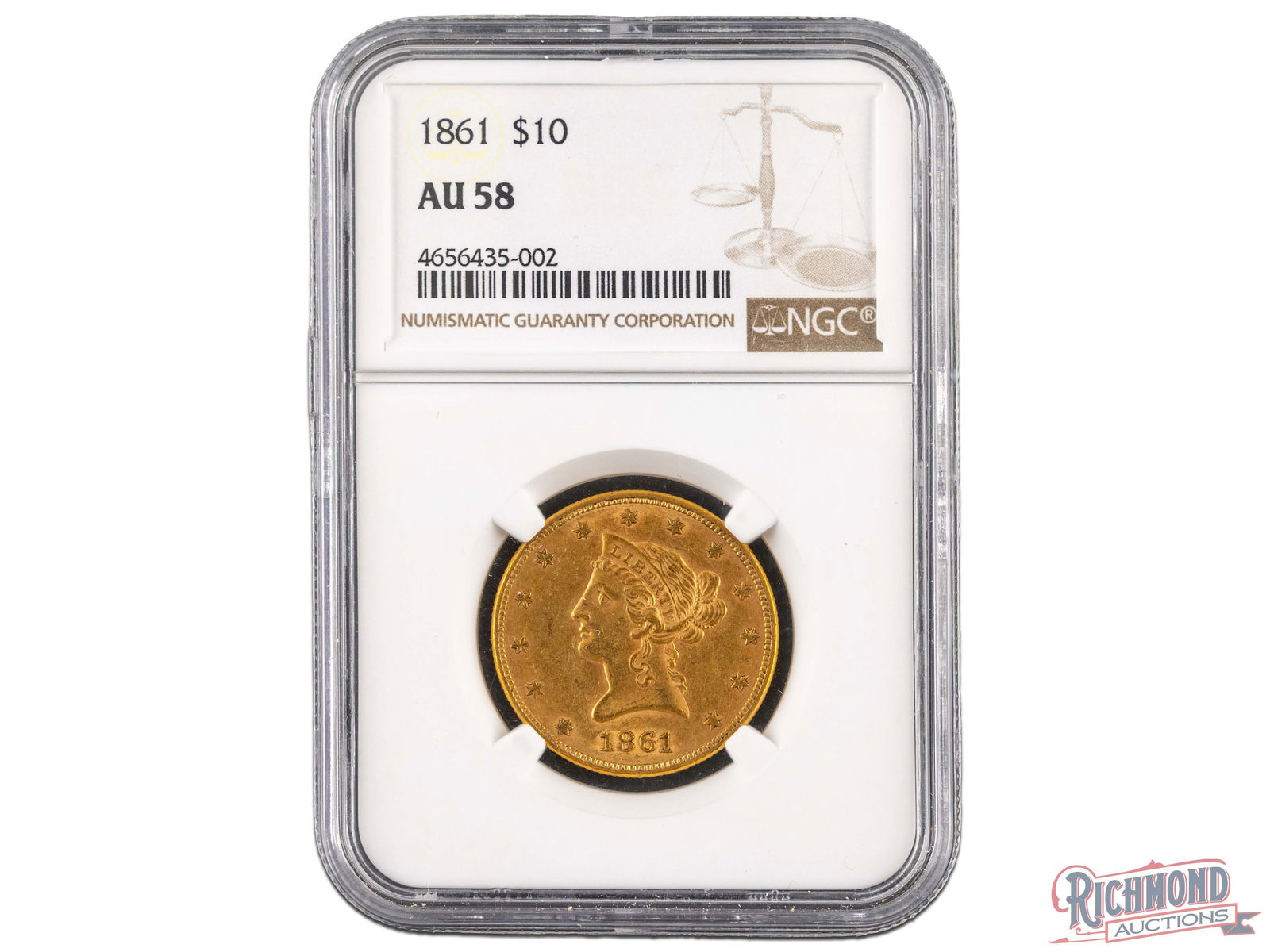1861 $10 No Motto Liberty Head Eagle NGC AU-58 (1 of 2)