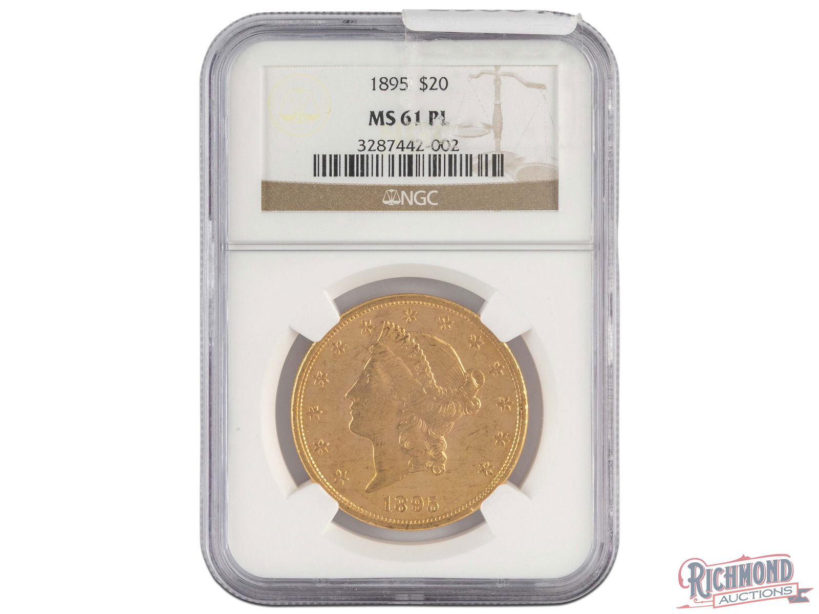 Rarely Seen Proof Like Designated 1895 $20 Liberty Head Double Eagle, NGC MS-61 PL (1 of 2)