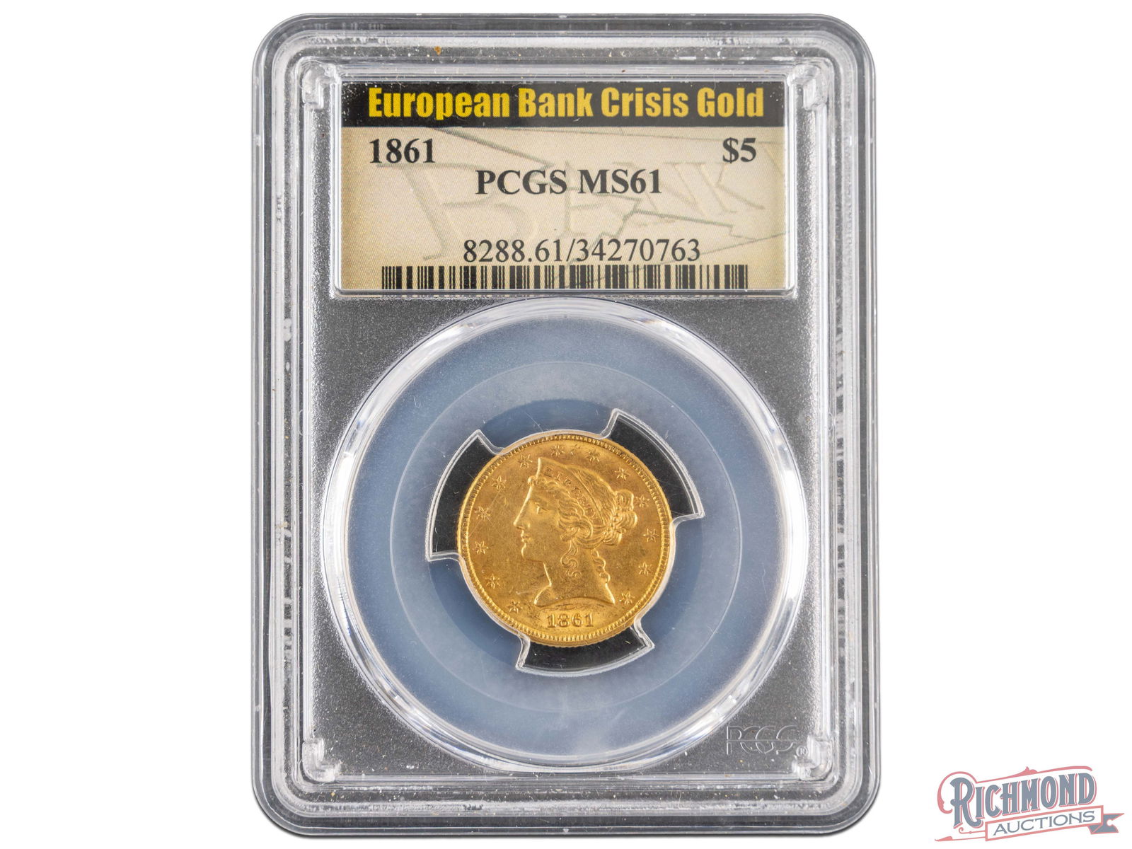 Pleasing and Eye-Catching 1861 $5 Liberty Gold Coin MS-61: Here we have a wonderful looking 1861 Liberty Head Half Eagle gold coin. While this is one of the more common dates of the issue, the condition sets it apart from most of the coins we see. We expect t