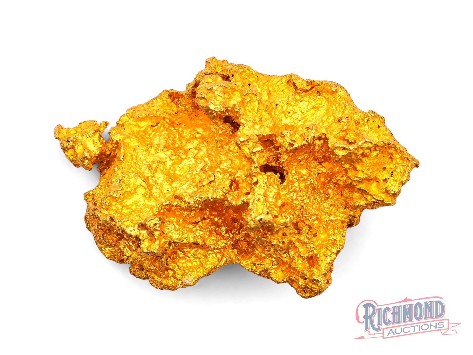 18.5g Unique Natural Gold Nugget: This nugget displays a striking and highly sculptural form, naturally standing upright with strong presence. Sharp edges and deep divots create dramatic texture across its surface, giving the piece