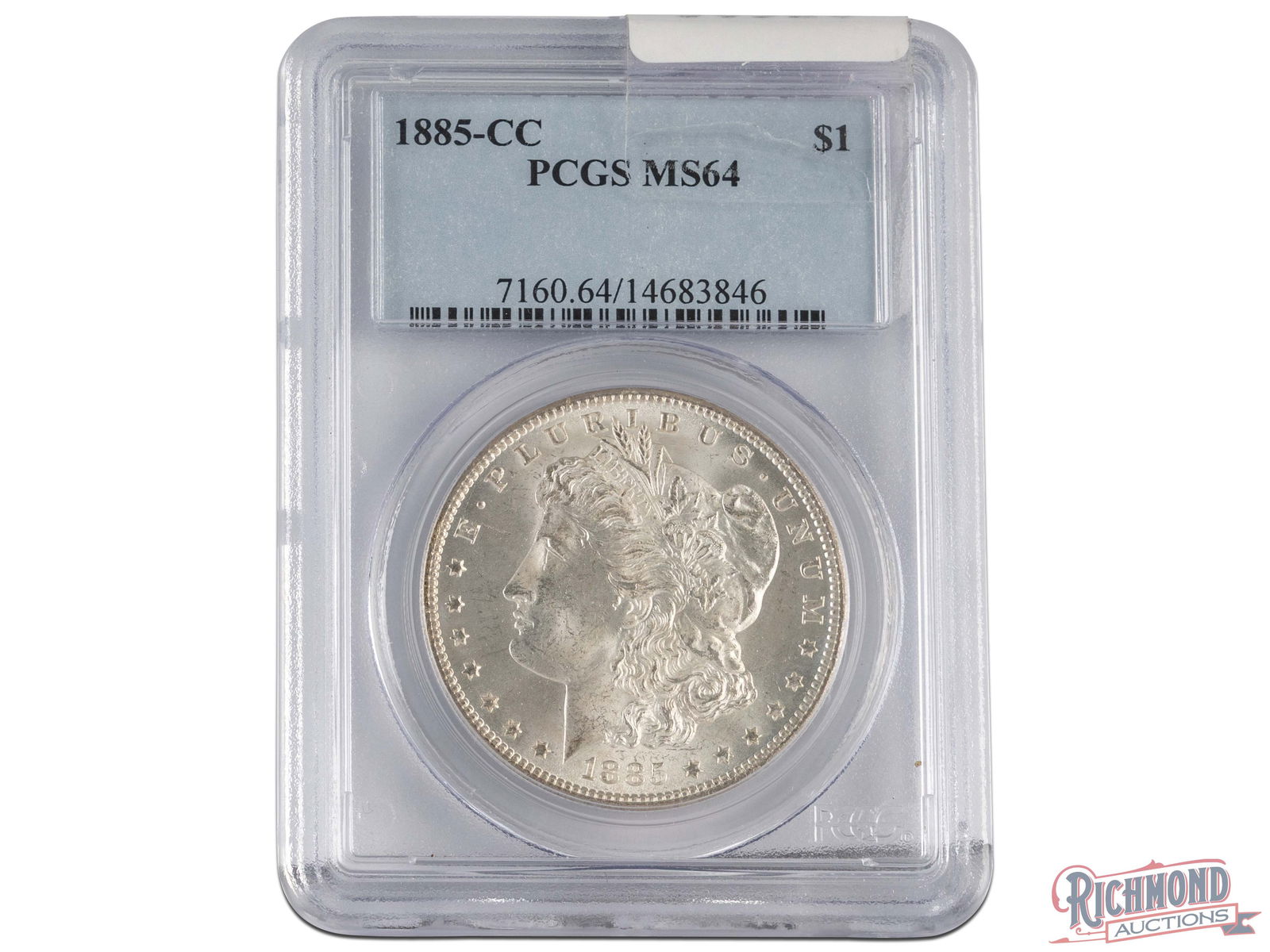 Minor Key Date 1884-CC $1 Morgan Silver Dollar, PCGS MS-64: There are three key dates in the Carson City Morgan Dollar series: 1879-CC, 1889-CC, and 1893-CC. However, there is a minor key date for the Carson City Morgan Dollars as well, the 1885-CC. In high-gr