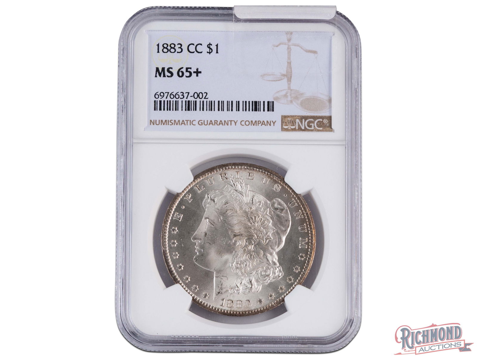 High Grade 1883-CC $1 Morgan Silver Dollar, NGC MS-65+: Carson City Morgan Dollars are always pursued by United States coin collectors. Anything above MS-65 is considered Gem Brilliant Uncirculated, meaning is exceeds some of the standards set for Mint Sta